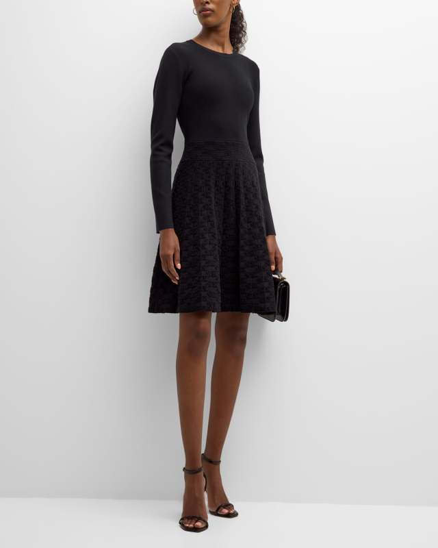 Velvet Check Knit Midi Dress